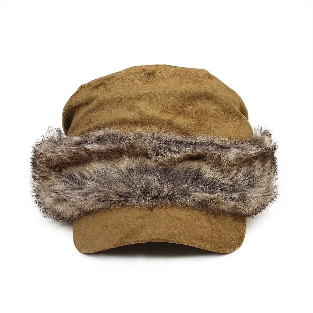 Suede Furry Fashion Newsboy Cap