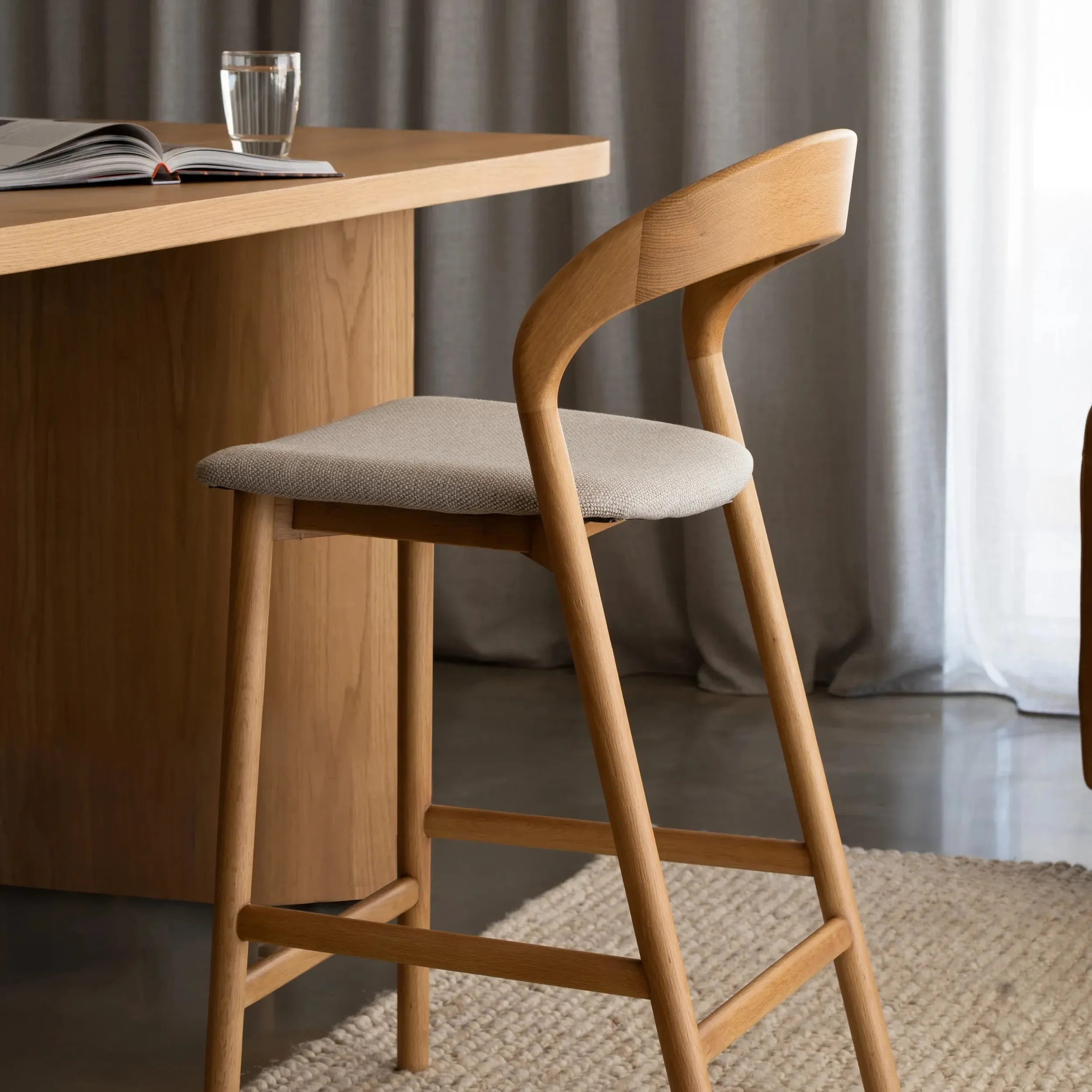 Tempo Bar Stool - Oak/Grey