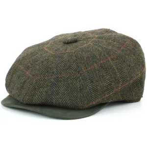 Tweed Peaky Blinders Gatsby Newsboy 8 Panel Flat Cap - Green