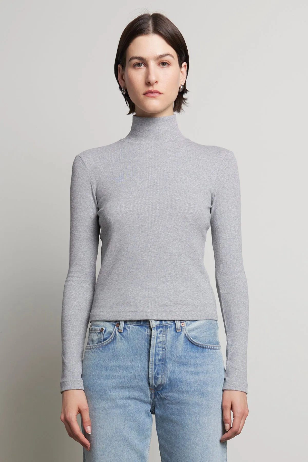 Velvet by Jenny Graham Helms 06 Turtleneck Tee | Heather Grey