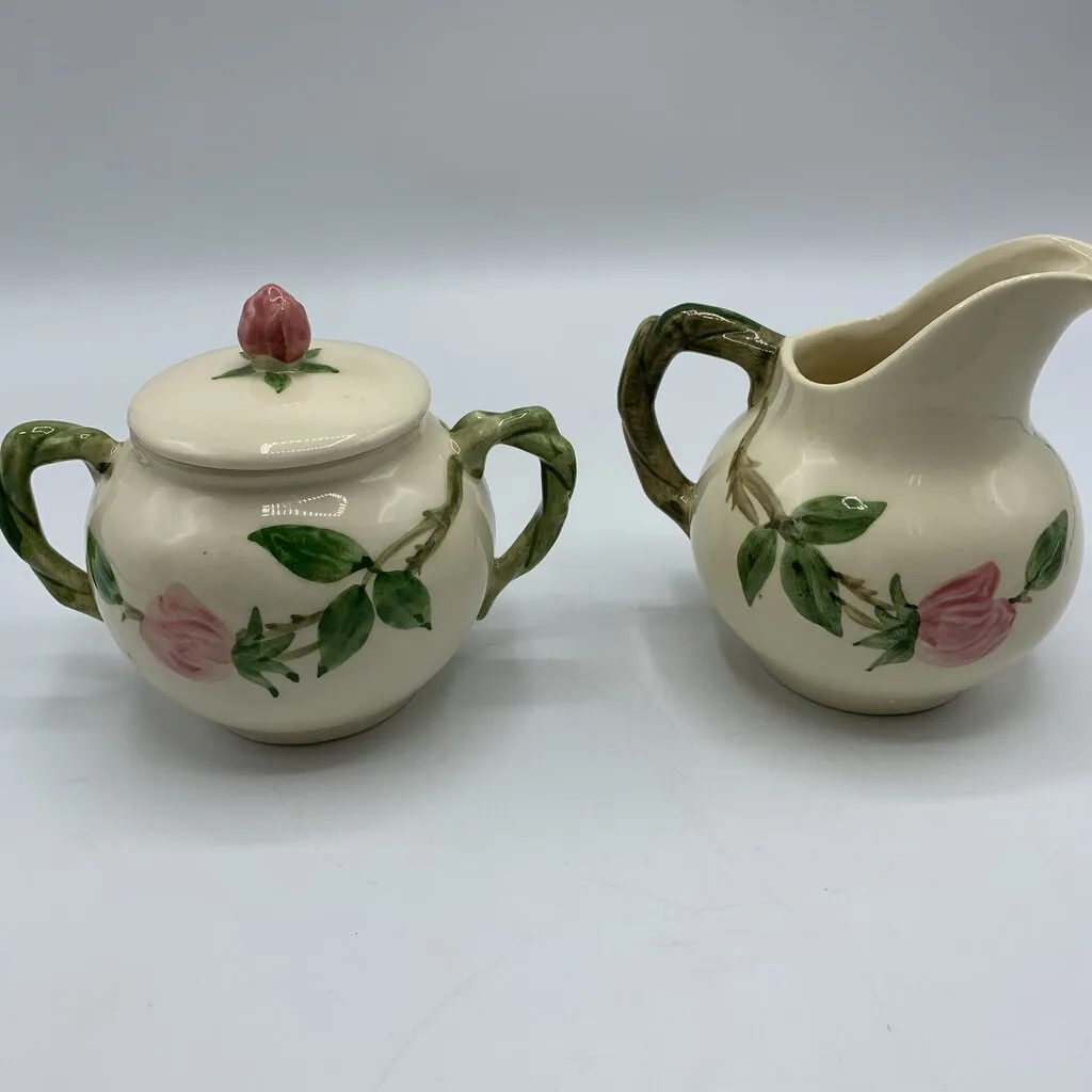 Vintage 1940s Franciscan “Desert Rose” Sugar and Creamer Set /hgb