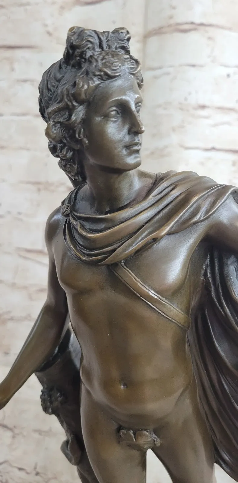 Vintage Bronze Bust Greek God Apollo Heavy Beautiful Statue Classic Artwork