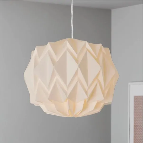 White Origami Paper Pendant Light Shade 38cm