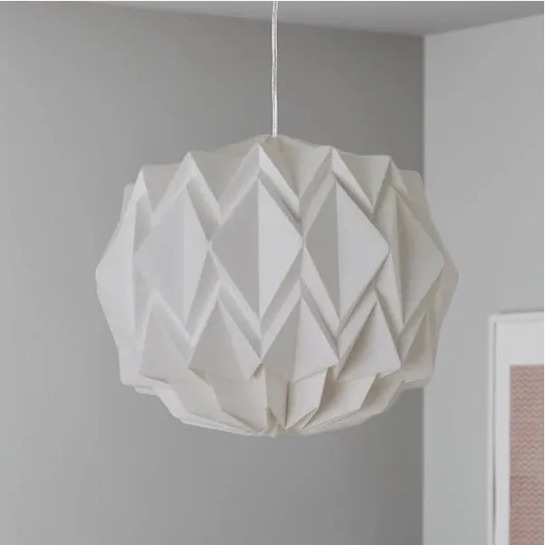 White Origami Paper Pendant Light Shade 38cm