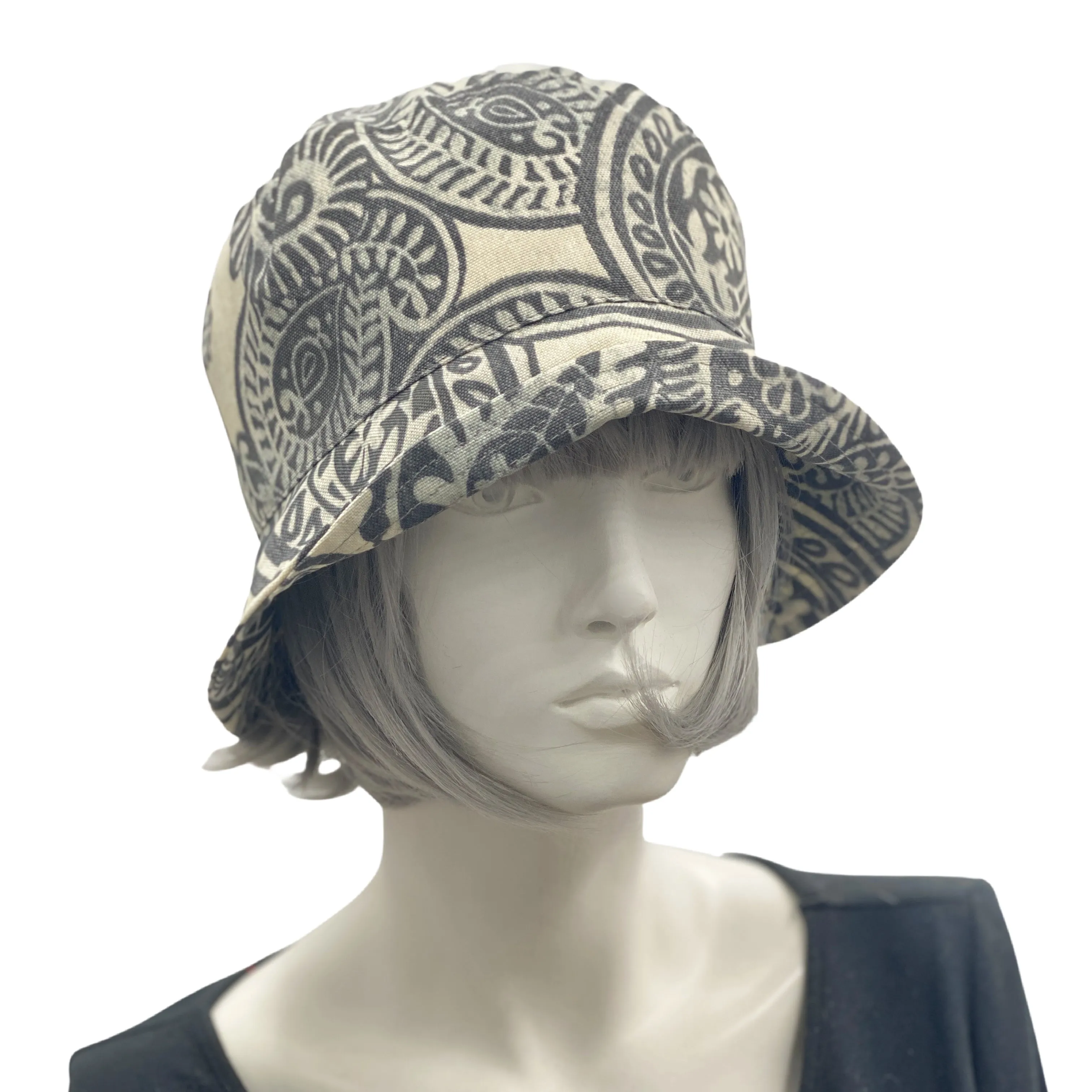 Women's Rain Hat in Gray Paisley | The Betty