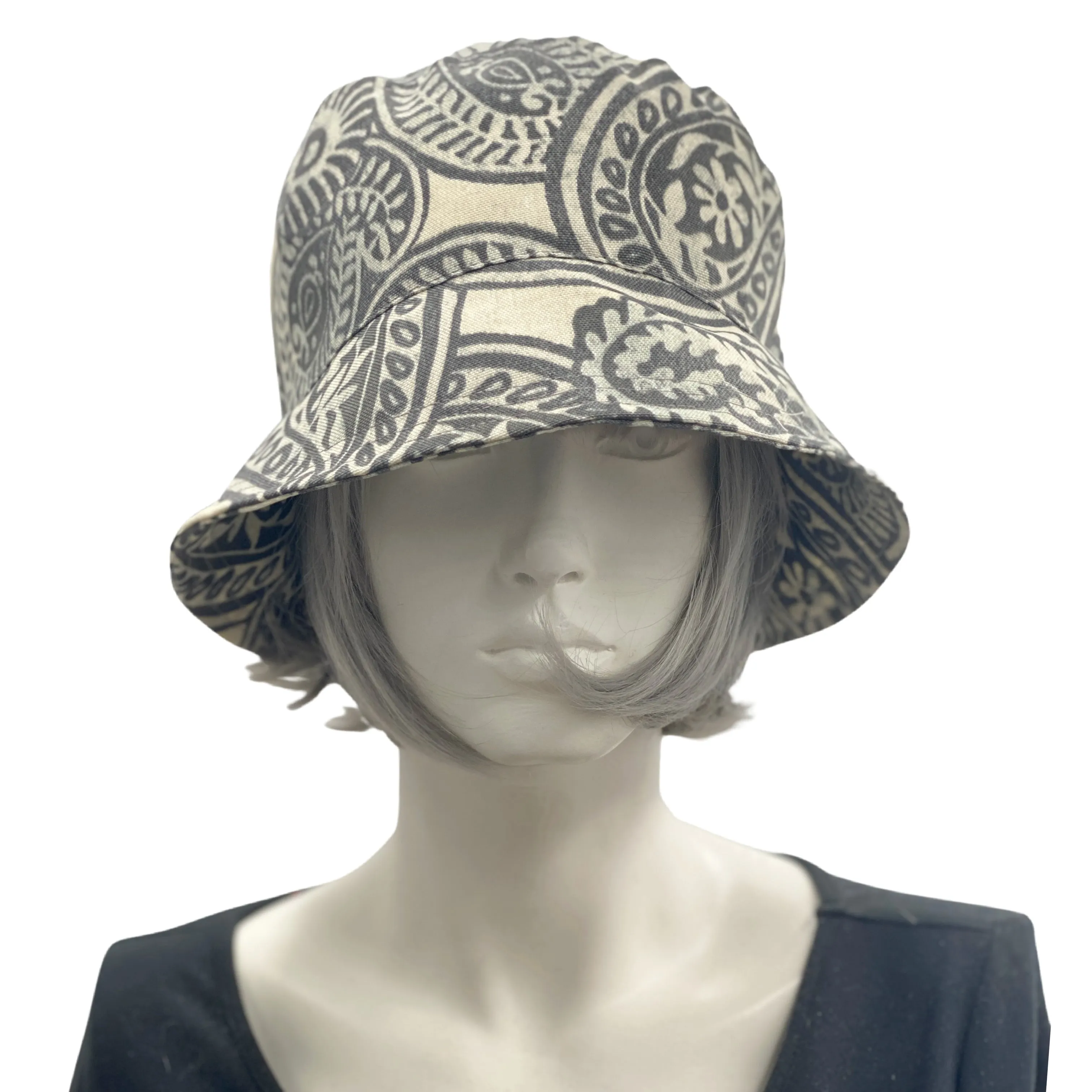 Women's Rain Hat in Gray Paisley | The Betty