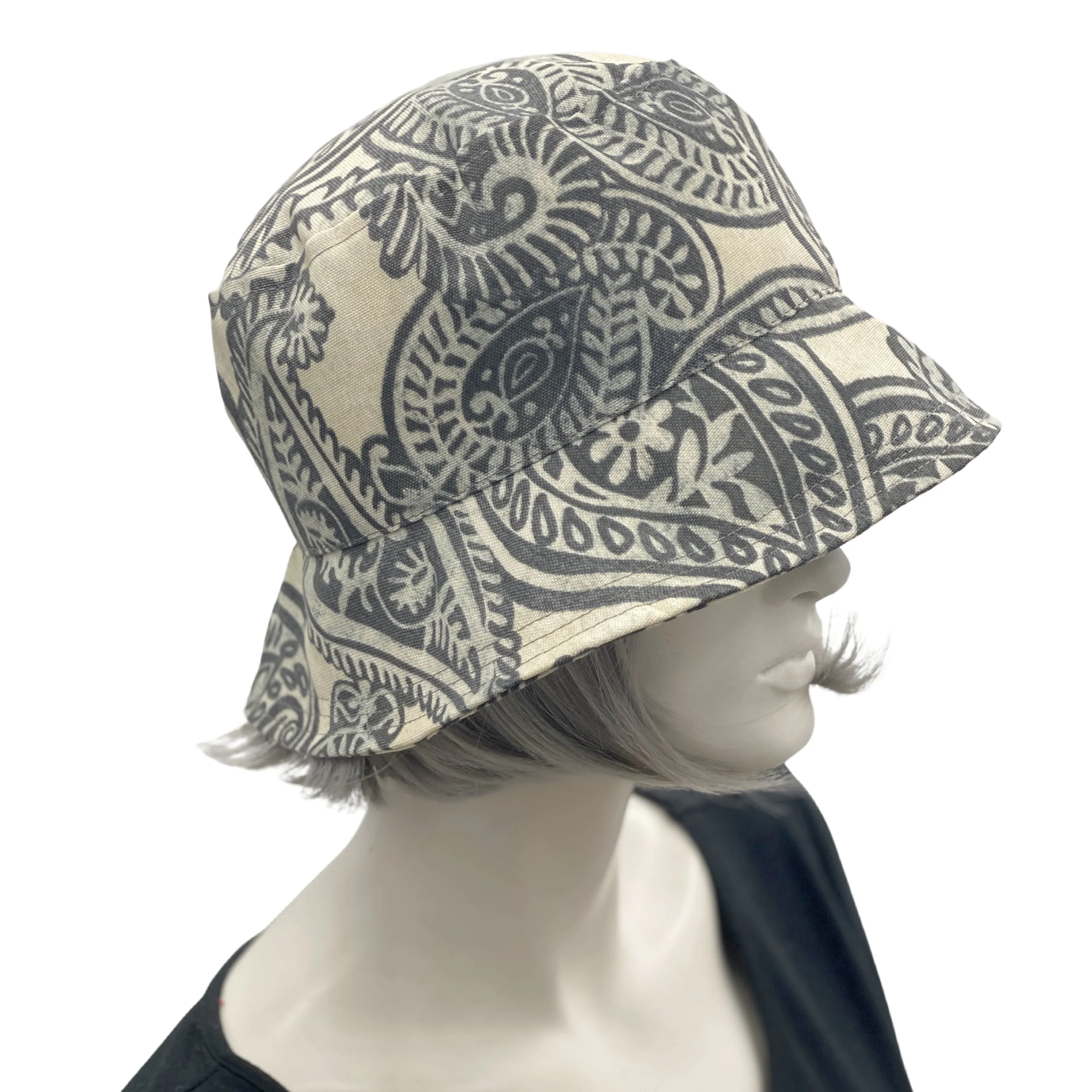 Women's Rain Hat in Gray Paisley | The Betty