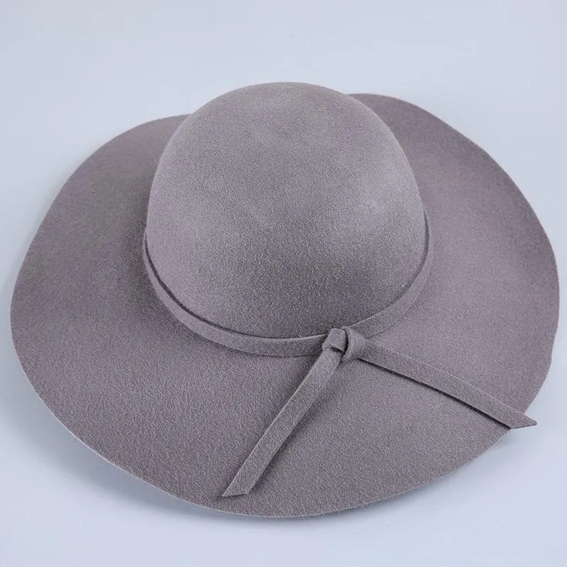 Women's Wide Brim Felt Fedora Cloche Hat (12 Colors)