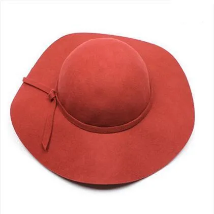 Women's Wide Brim Felt Fedora Cloche Hat (12 Colors)