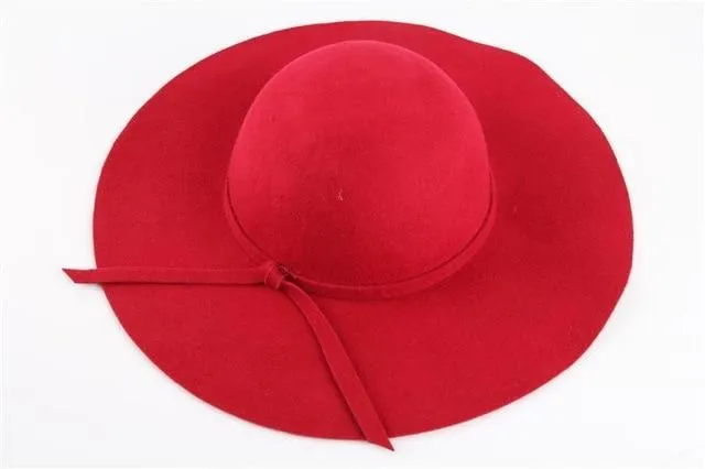 Women's Wide Brim Felt Fedora Cloche Hat (12 Colors)