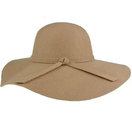 Women's Wide Brim Felt Fedora Cloche Hat (12 Colors)