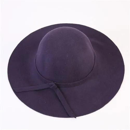 Women's Wide Brim Felt Fedora Cloche Hat (12 Colors)