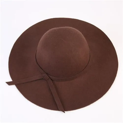 Women's Wide Brim Felt Fedora Cloche Hat (12 Colors)