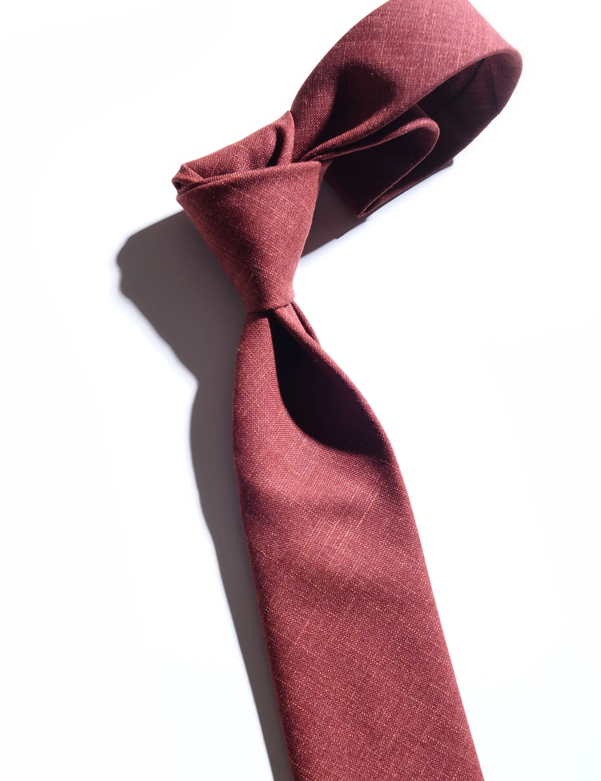 Wool Silk/Linen Tropical Tie in Sienna Red