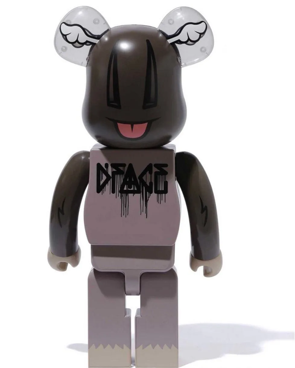 XLARGE x D*FACE- Charcoal Gray 1000% Be@rbrick Art Toy by D*Face- Dean Stockton