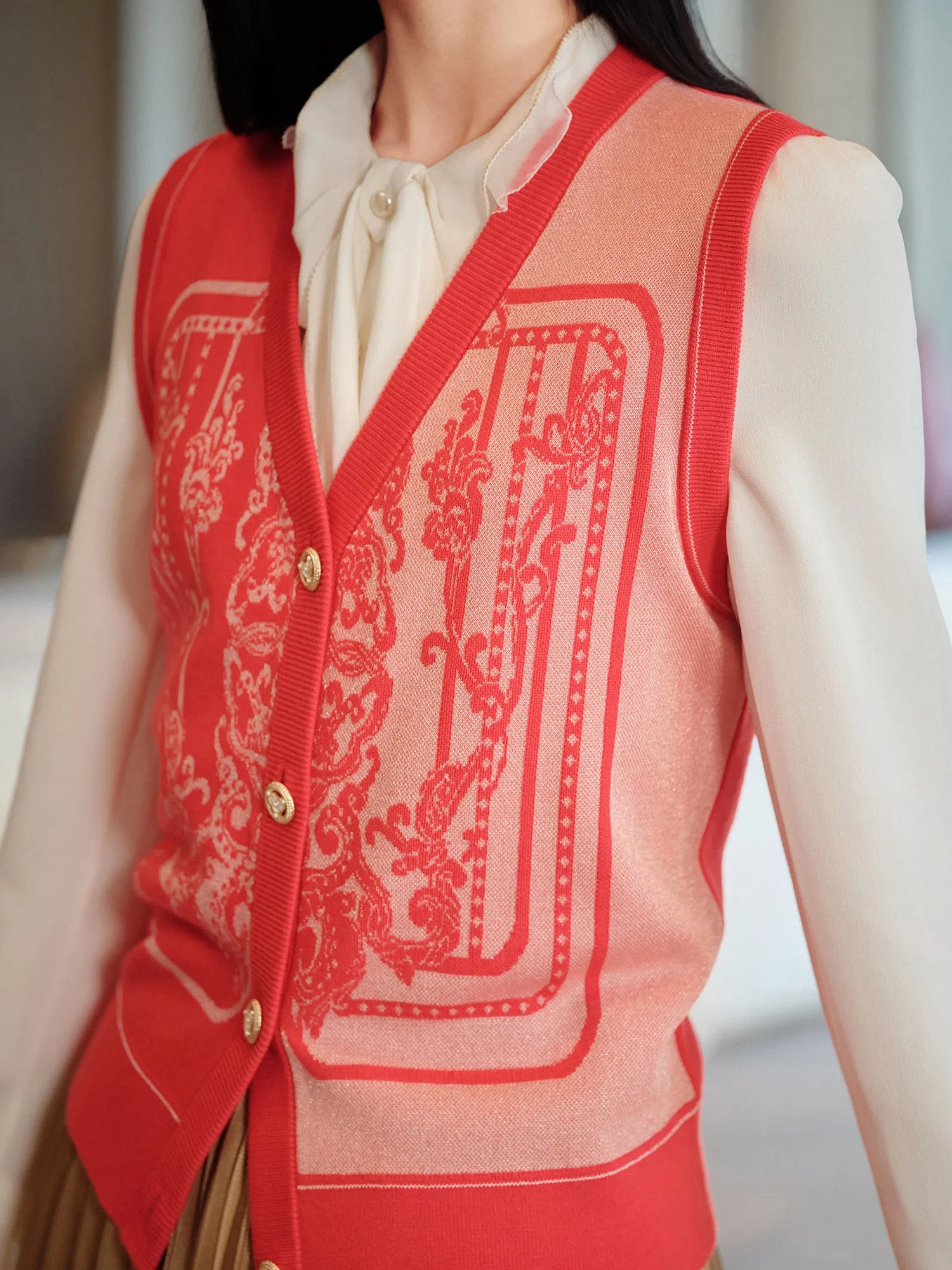 YAYING Embossed Knit Vest