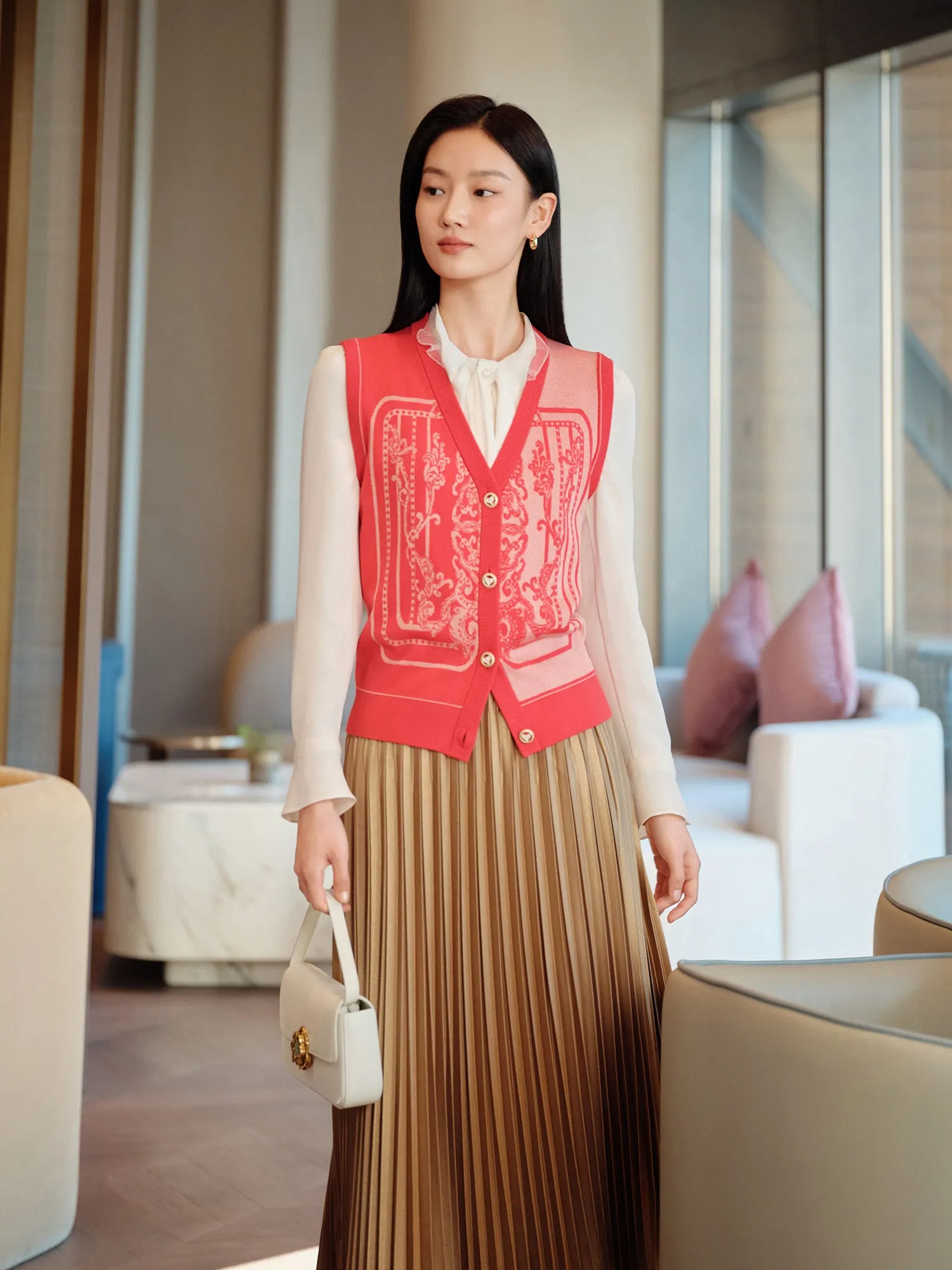 YAYING Embossed Knit Vest